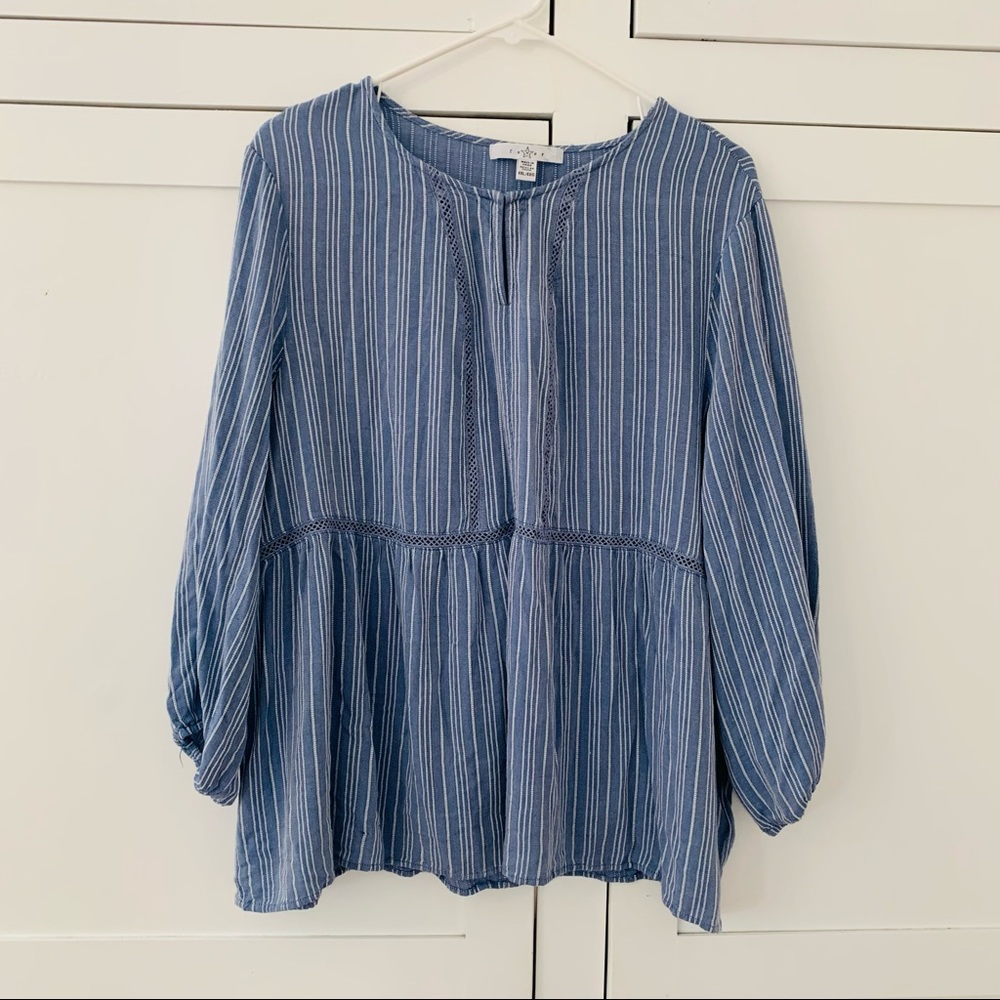 Fever Blue Boho Stripe Blouse Size XXL